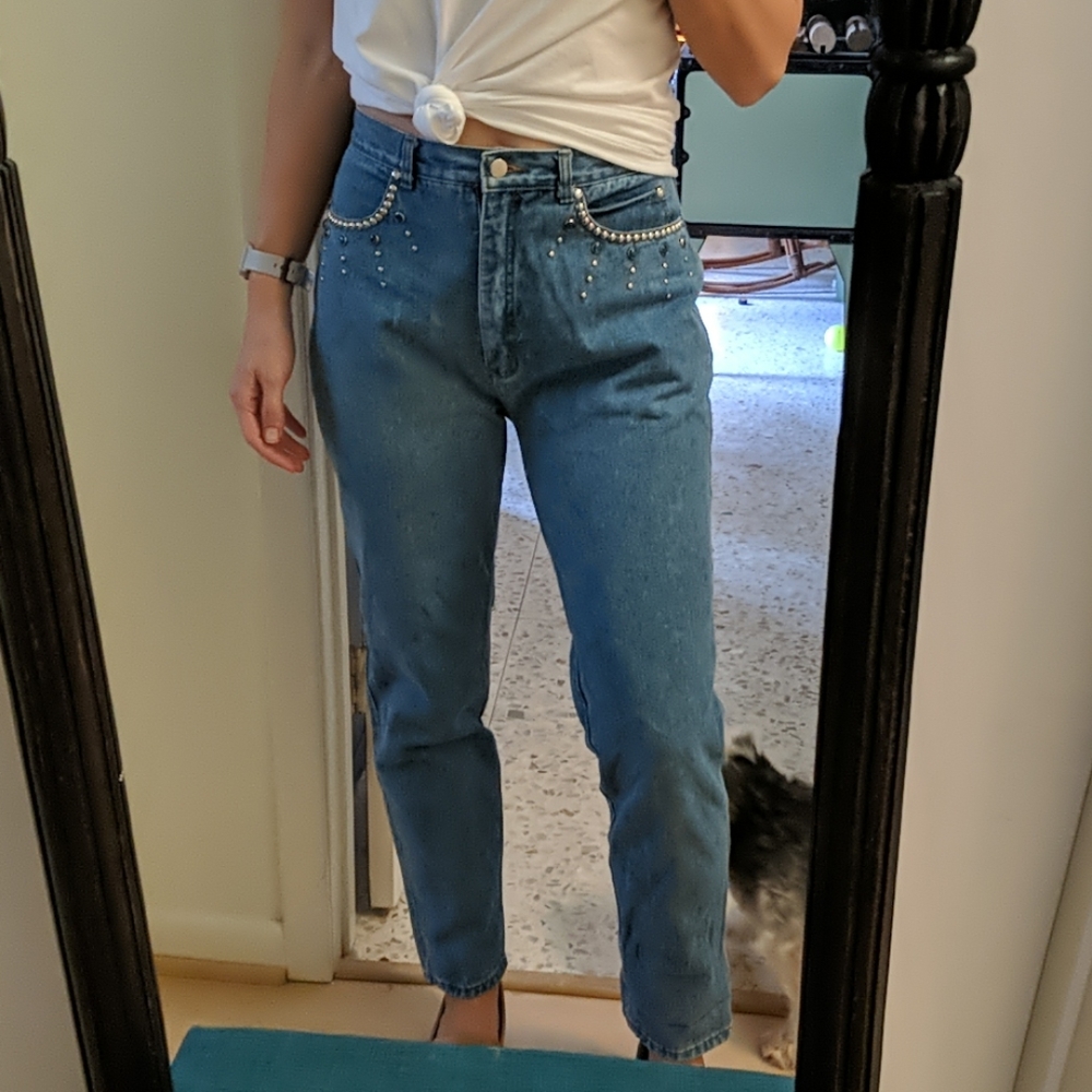 Vintage jeweled 80s mom jeans